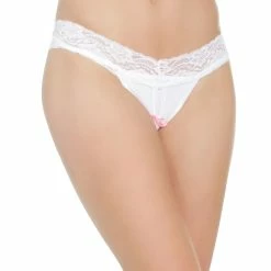 Romantic Thong, Stretch Lace, Open Crotch, Plus Size