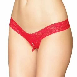 Romantic Thong, Stretch Lace, Open Crotch
