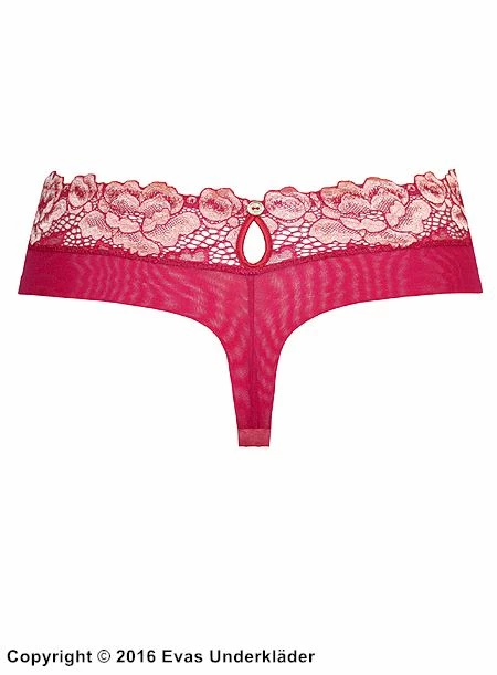 Thong, Satin, Floral Lace 4 Thong, Satin, Floral Lace - Image 4