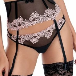 Thong, Sheer Mesh, Embroidery, Flowers