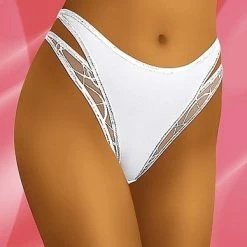 High Cut Briefs, Sheer Mesh, Shimmering Double Straps