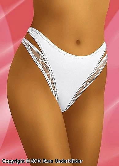 High Cut Briefs, Sheer Mesh, Shimmering Double Straps 1 High Cut Briefs, Sheer Mesh, Shimmering Double Straps